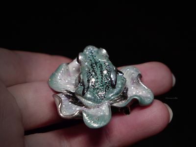 Мини-брошь с лягушкой "Принцесса весеннего леса" (4 см)