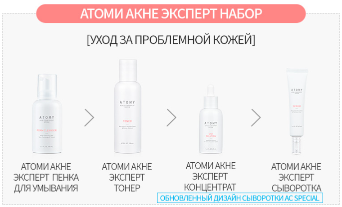Атоми Акне Эксперт набор из 4 средств / Atomy Acne Clear Expert System