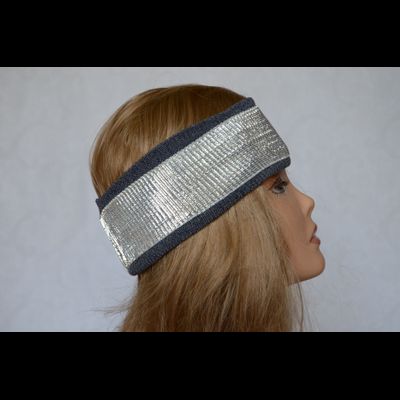 Вязаная летняя полоска на голову Vizio Италия 4607 F темно - серая