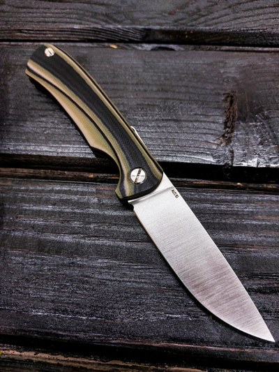 Фрикционный складной нож Микрос+ сталь AUS10, рукоять G10, цвет тайга