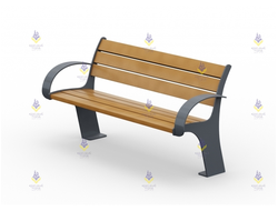 1536 Скамья парковая на металлическом основании со спинкой тип-1