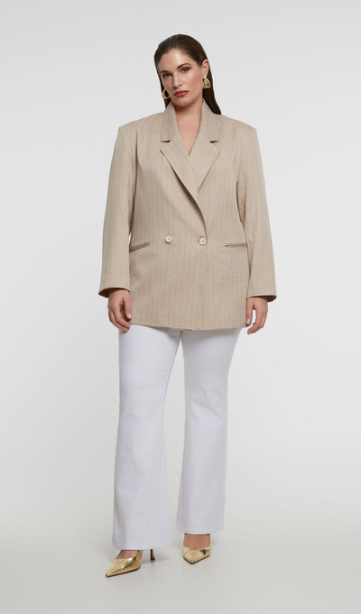Жакет бежевый в полоску