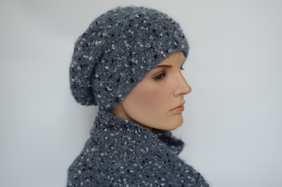 Шарф вязаный vizio италия 8074 зима 2023 и женский берет Визио