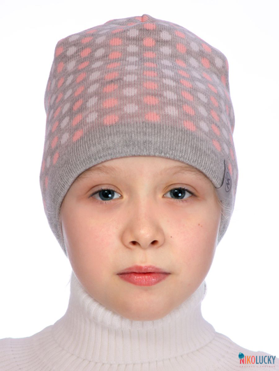 Шапка  21202-04, цвет серый меланж,розовый р. 54-56