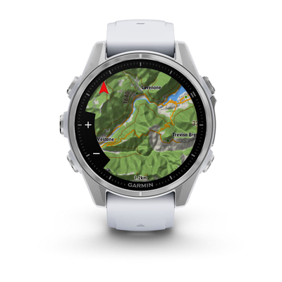 Умные часы Garmin Fenix 8 - 43 мм, AMOLED серебристый корпус, белый ремешок (010-02903-00)