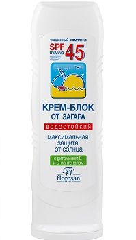 Флоресан Защита от солнца КРЕМ -БЛОК от загара SPF 45 ВОДОСТОЙКИЙ 125мл