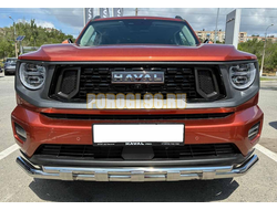 Защита передего бампера двойная с перемычками Папа Тюнинг d60/42 для Haval H7 2025-