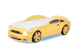 кровать-машина Мустанг 3D желтый
