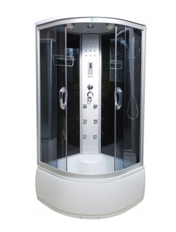 Душевая кабина Водный Мир ВМ-8808, Высокий поддон, задние стекла чёрные, передние стекла тонированные, 100x100x215 см.