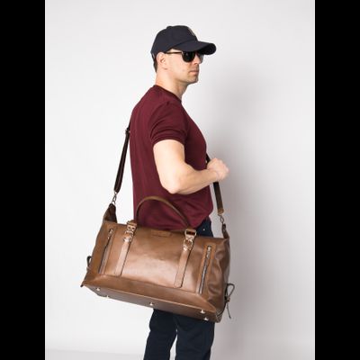Кожаная дорожная сумка Bergamo Premium brown (арт. 4048-63)