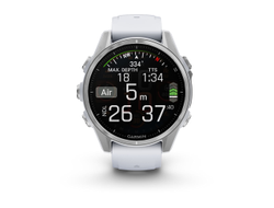 Умные часы Garmin Fenix 8 - 43 мм, AMOLED серебристый корпус, белый ремешок (010-02903-00)