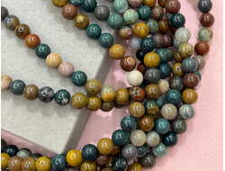 Яшма океаническая шар 8,5мм нить 38см