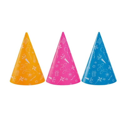 Колпак праздничный "Party" (неон/микс, 6 шт/уп.)