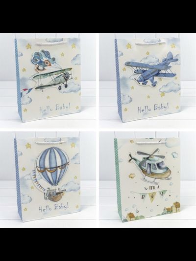 Пакет подарочный "Детский" с 3Д аппл.(микс), 26*32*10см