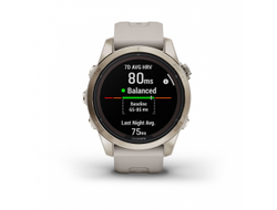 Умные часы Garmin Fenix 7S PRO Sapphire Solar золотистый корпус со светло-песочным ремешком