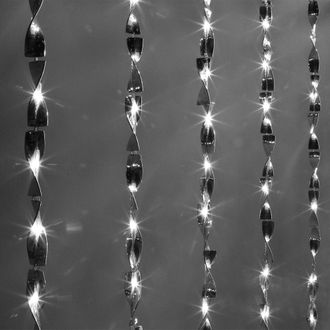 Световой занавес декоративный "Серпантин", 120 светодиодов, 2.5х1.5 м, серебристые спирали, теплый белый