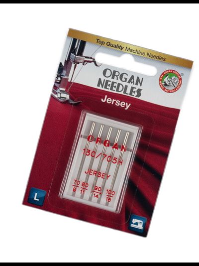 Иглы для бытовых швейных машин "ORGAN" для джерси ассорти  5 шт. в пенале №70-100
