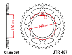 Звезда ведомая (43 зуб.) RK B4427-43 (Аналог: JTR487.43) для мотоциклов Kawasaki
