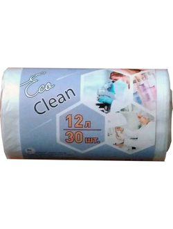 Мешки для мусора ПНД 12л 6мкм 30шт/рул белые 32х50см Ecoclean
