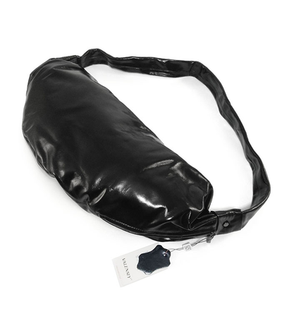 (АРТИКУЛ: 9702/1/5) СУМКА-МЕШОК ЖЕНСКАЯ, БОЛЬШАЯ, НАТУРАЛЬНАЯ КОЖА С ГЛЯНЦЕМ, ЧЕРНАЯ, ЧЕРЕЗ ПЛЕЧО