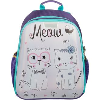 Рюкзак №1 School Meow из экокожи с ортопедической спинкой (голубой)