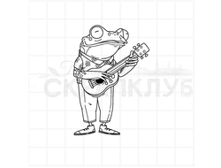 Штамп лягушка с гитарой