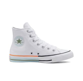 Кеды Converse Chuck Taylor All Star белые высокие с полоской