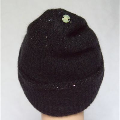 Черная шапка с отворотом в полоску Vizio Италия 6939 CRY