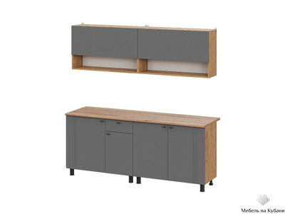 Монако 2,0м Кухонный гарнитур Дуб Золотой / Графит/ Дуб Вотан