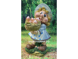 Девочка с корзиной грибов 32*19см   1,3кг    полистоун Россия 1746/0201397-1