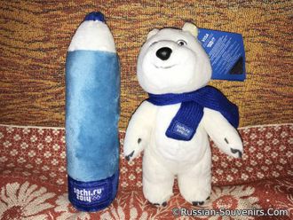 Мишка плюшевый Sochi 2014 ~20 см (пенал отделяется)