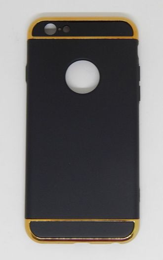 Защитная крышка iPhone 6/6S с вырезом под логотип, золотисто-черная (арт. 27444)