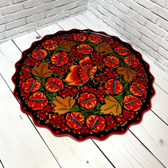 Тарелка поднос Фигурная 50 см панно с росписью Хохлома