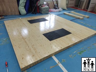 Помост тяжёлоатлетический 2,5х2,5х0,12м (тренировочный) рез. Амортизаторы 1х0,5х0,04м DNN