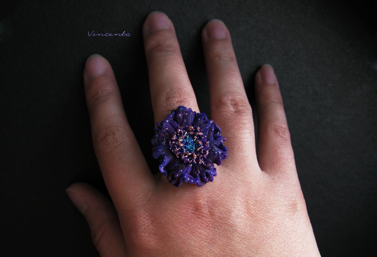 Волшебное кольцо-цветок с капельками
