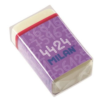 Ластик каучуковый Milan 4424, белый, карт.держатель в асс-те