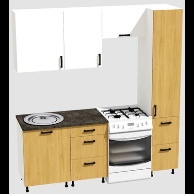 Кухня Эконом 1,5 метра с колонкой (1100х400) Цвет: Белый/Дуб Сонома