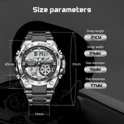 Мужские кварцевые цифровые наручные часы LIGE 8971