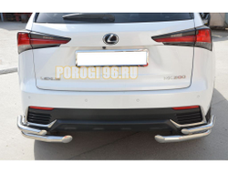Защита заднего бампера двойная угловая  d60/42 для Lexus NX200/NX300 2017-