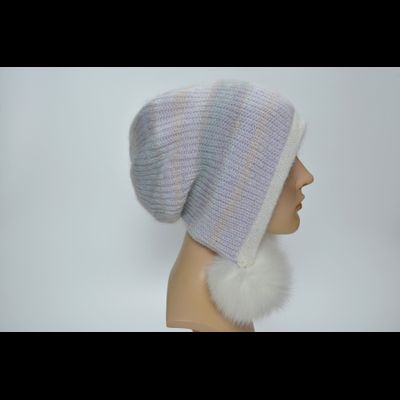 Шапка ушанка Vizio Италия 1307 PP 66  с помпонами белая