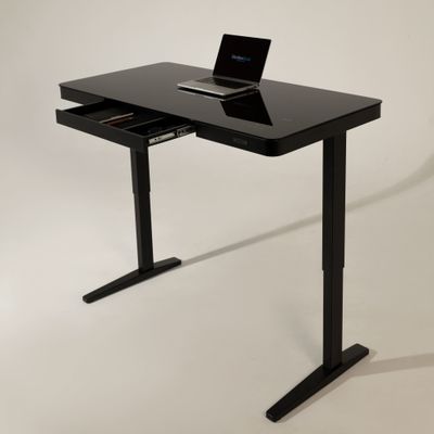 Умный стол 140×70 чёрный | закалённое стекло