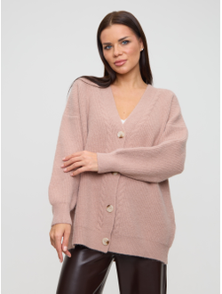 Вязаный удлиненный кардиган оверсайз на пуговицах