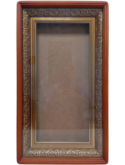 Киот "Антик" деревянный с широкой багетной рамой "под золото" для мерной иконы формата 25х53см