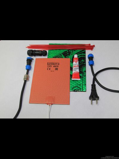 Подогрев масла в баке/картере до 100/20л на 220В (400Вт, терм.180)