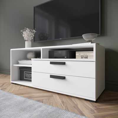 ТВМ-7 Тумба под ТВ Белый с тиснением «Древесные поры»