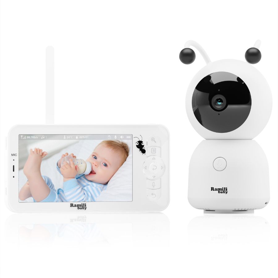 Видеоняня Ramili Baby RV100, монитор и 1 поворотная видеокамера, двухрежимная видеоняня, с DVR. HD