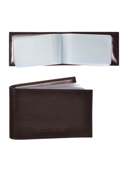 Визитница карманная BEFLER "Грейд" на 40 визитных карт, натуральная кожа, тиснение, коричневая, K.5.-9