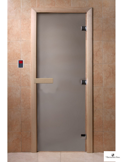 Дверь стеклянная для бани и сауны "Теплое Утро" Сатин 8мм