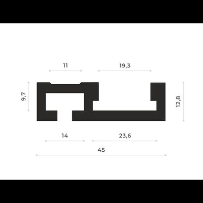 T-TRACK  с двумя пазами 19.3 мм + линейка 30 см.