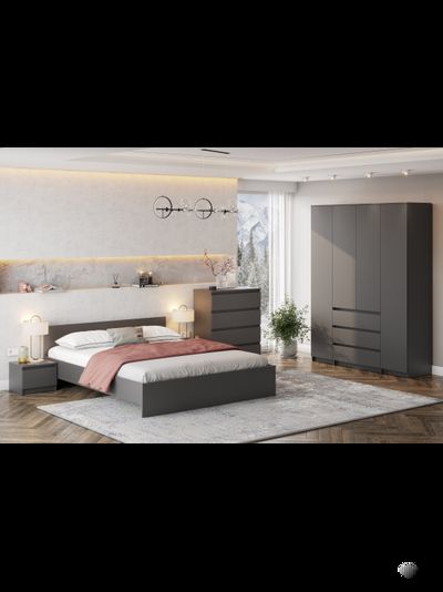 Денвер кровать двуспальная универсальная 1,6м Графит серый (без основания)